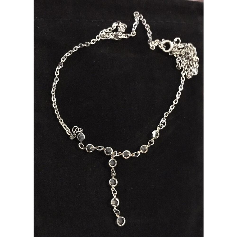 Silver Necklace‎ With Rhinestones